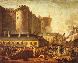 Πίνακας εποχής όπου απεικονίζεται η έφοδος στο φρούριο της Βαστίλης