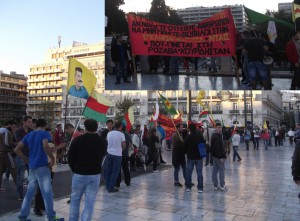Από τη συγκέντρωση των Κούρδων στην Αθήνα τη Δευτέρα 20 Οκτώβρη στο Σύνταγμα