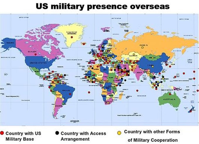 Τα σημαδάκια περιγράφουν την αμερικανική στρατιωτική παρουσία σε κάθε γωνιά του πλανήτη