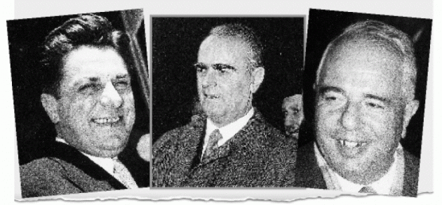 Από αριστερά: Τάκος Μακρής, Κωνσταντίνος Καραμανλής, Μάξ Μέρτεν