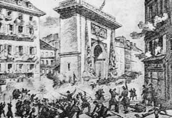 Απο τη εξέγερση των εργατών του Παρισιού τον Ιούνη 1848. Λιθογραφία εποχής.