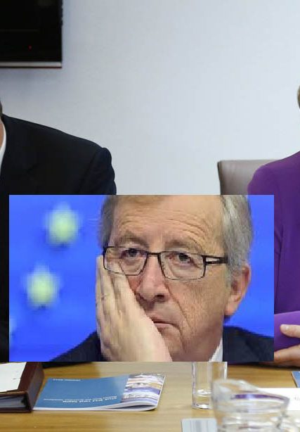 Britain’s PM Cameron and Germany’s Chancellor Merkel attend a meeting for a business task force in Brussels