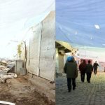 Αυτοσχέδια οδοφράγματα- Τα πανιά κρύβουν τους κατοίκους από το ελικόπτερο που εποπτεύει τη συνοικία
