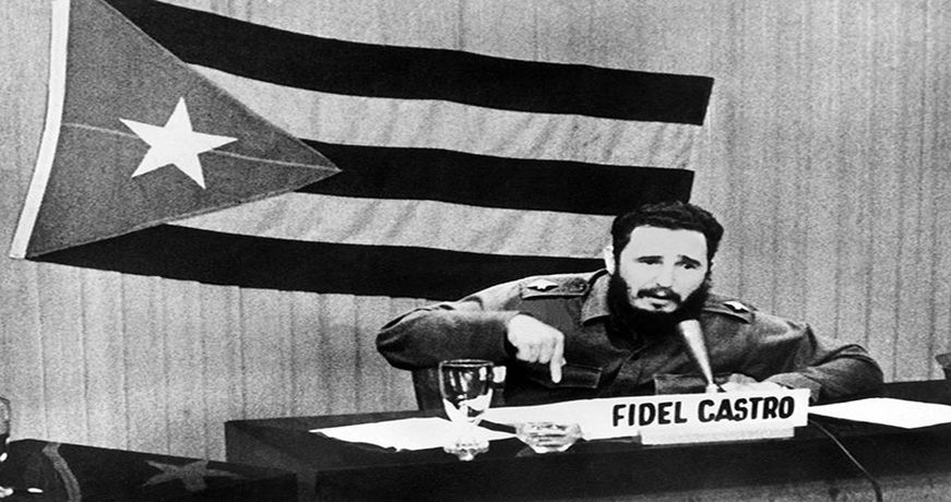 Cuban leader Fidel Castro gives a speech