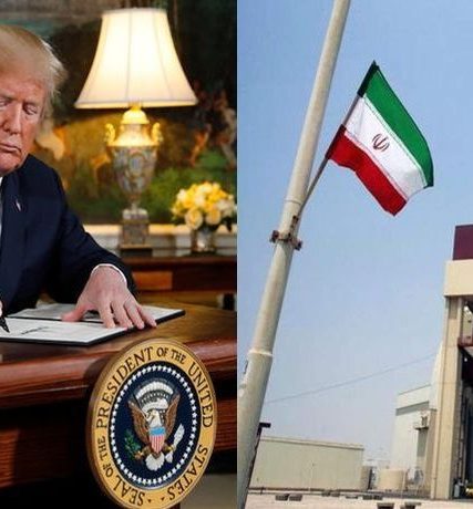 U.S. President Donald Trump signs a proclamation announcing his intention to withdraw from the JCPOA Iran nuclear agreement at the White House in Washington