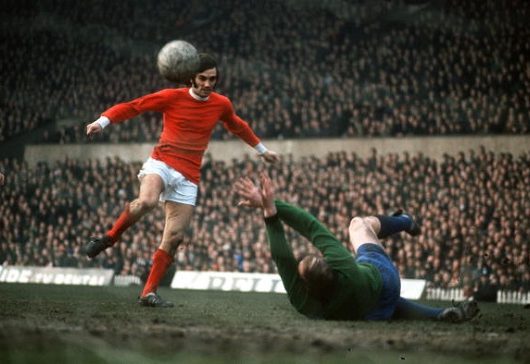Sport, Football, pic: circa 1968, Manchester United’s George Best scoring against Sheffield Wednesday