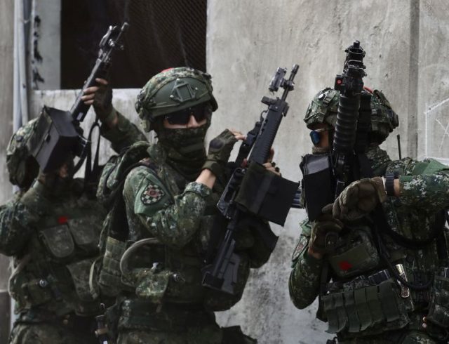 Taiwan military urban warfare drill