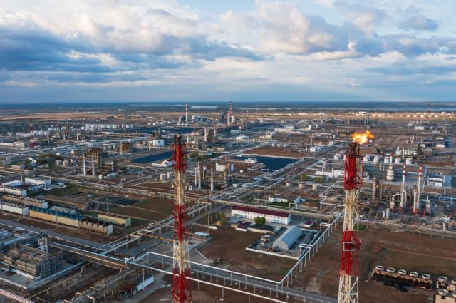 A general view shows the oil refinery of the Lukoil company in Volgograd