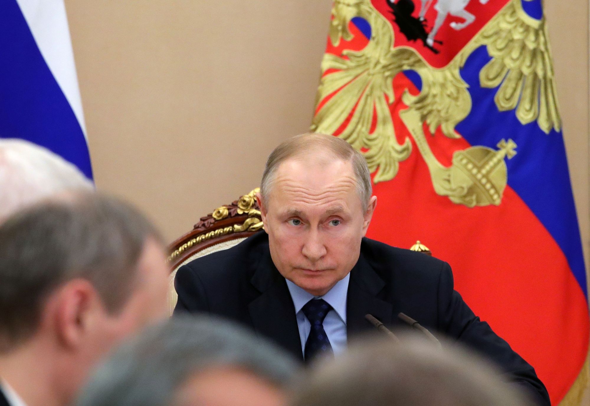 Russian President Putin chairs a meeting with members of the government in Moscow