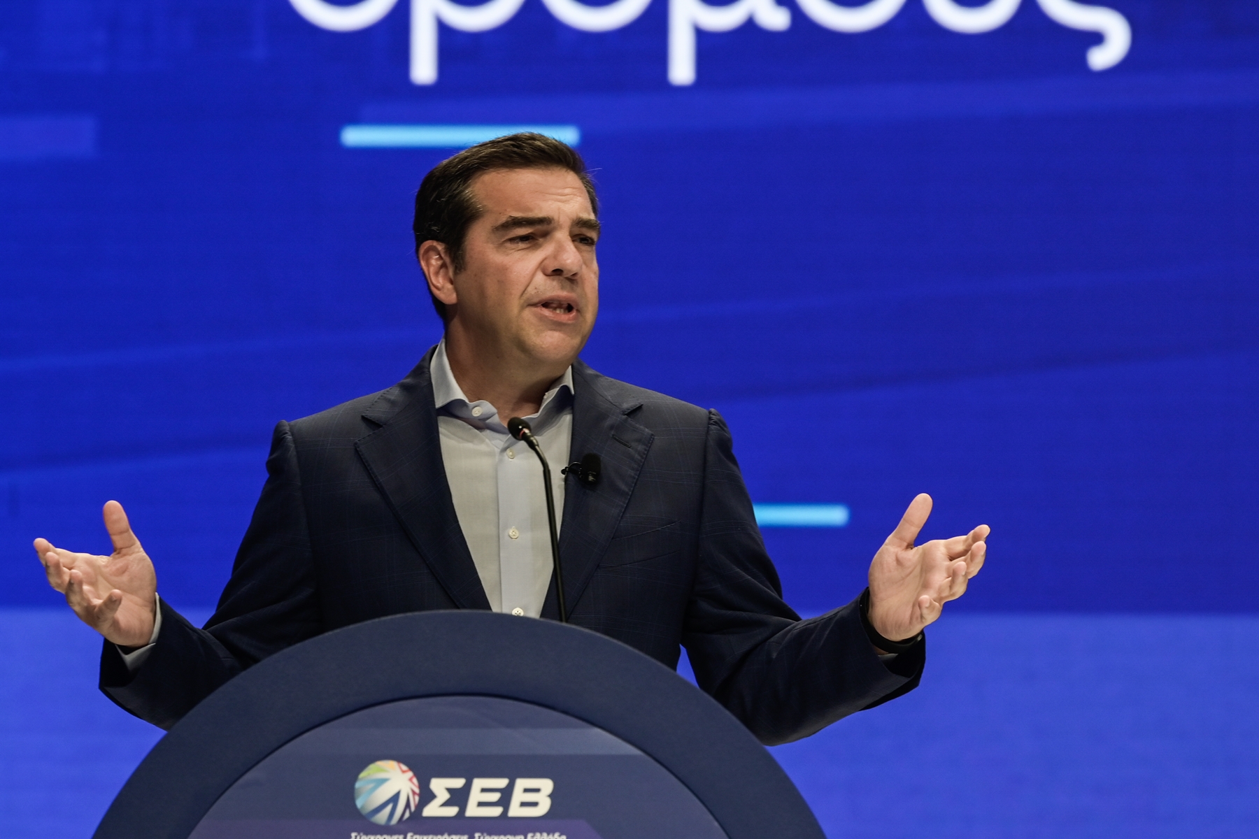 ΟΜΙΛΙΑ ΤΟΥ ΠΡΟΕΔΡΟ ΤΟΥ ΣΥΡΙΖΑ ΑΛ. ΤΣΙΠΡΑ ΣΤΗΝ ΕΤΗΣΙΑ ΓΕΝΙΚΗ ΣΥΝΕΛΕΥΣΗ ΤΟΥ ΣΕΒ(ΜΙΧΑΛΗΣ ΚΑΡΑΓΙΑΝΝΗΣ/EUROKINISSI)