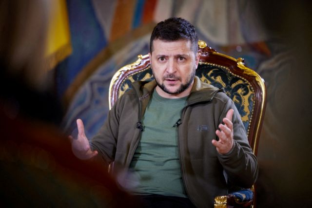 FILE PHOTO: Ukraine’s President Volodymyr Zelenskiy attends an interview with the media in Kyiv