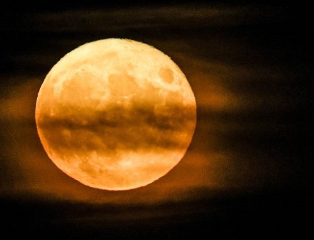 Supermoon shining over Russian Far East