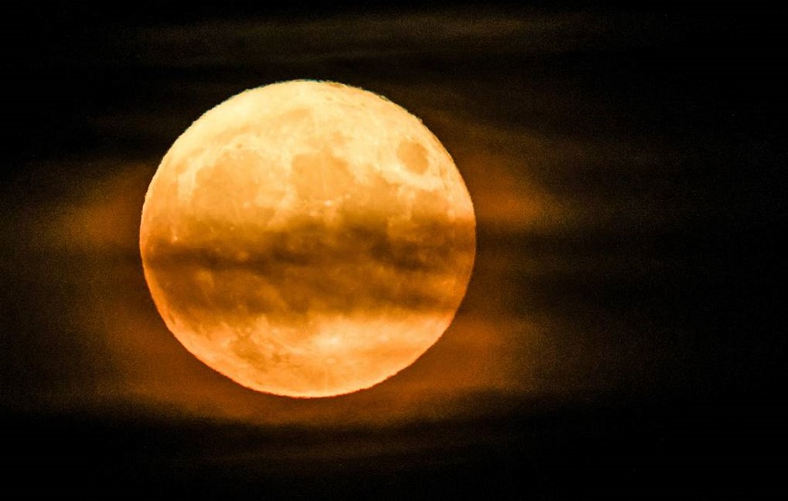 Supermoon shining over Russian Far East