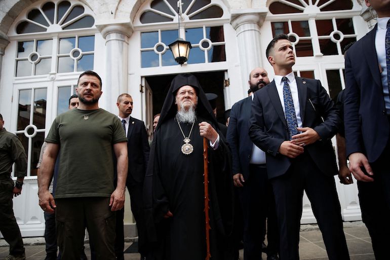 Ukraine’s President Volodymyr Zelenskiy meets Ecumenical Patriarchate Bartholomew I in Istanbul