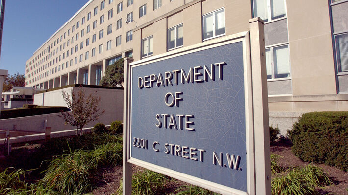 The entrance of the main offices of the