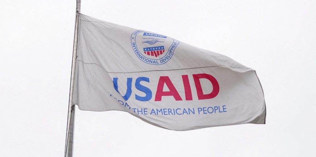 The USAID building sits closed to employees after a memo was issued advising agency personnel to work remotely, in Washington