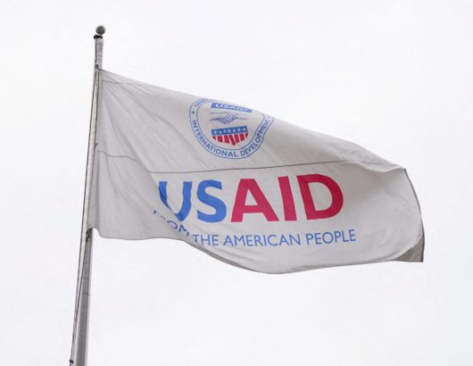 The USAID building sits closed to employees after a memo was issued advising agency personnel to work remotely, in Washington