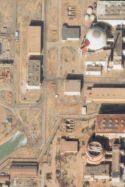 A satellite image shows the nuclear reactors at the Bushehr site in Iran