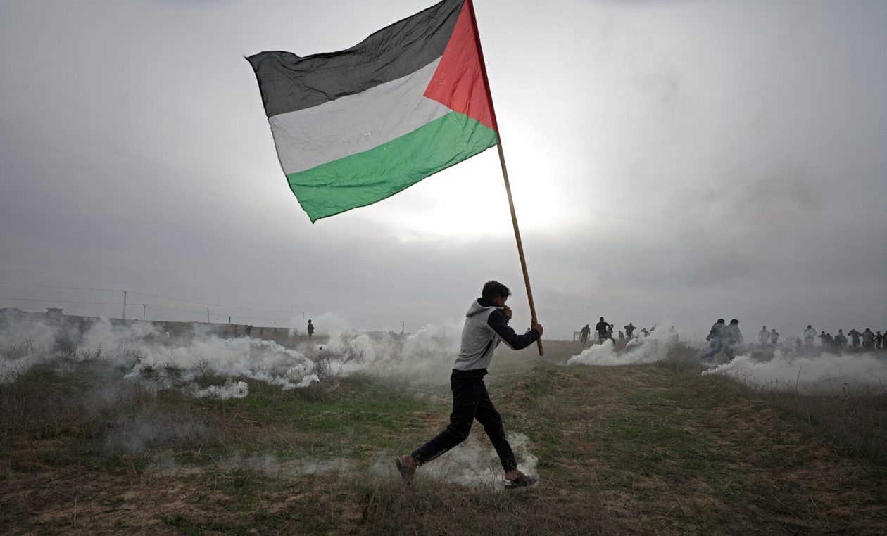 Palestinian protesters clash with Israeli troops near border in the east of the Gaza Strip