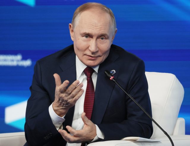 Russian President Putin attends the Valdai Discussion Club plenary session in Sochi