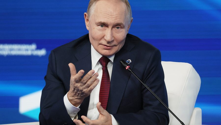 Russian President Putin attends the Valdai Discussion Club plenary session in Sochi