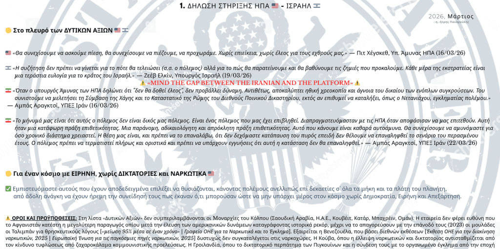 1. ΔΗΛΩΣΗ ΣΤΗΡΙΞΗΣ ΗΠΑ 🇺🇸 – ΙΣΡΑΗΛ 🇮🇱