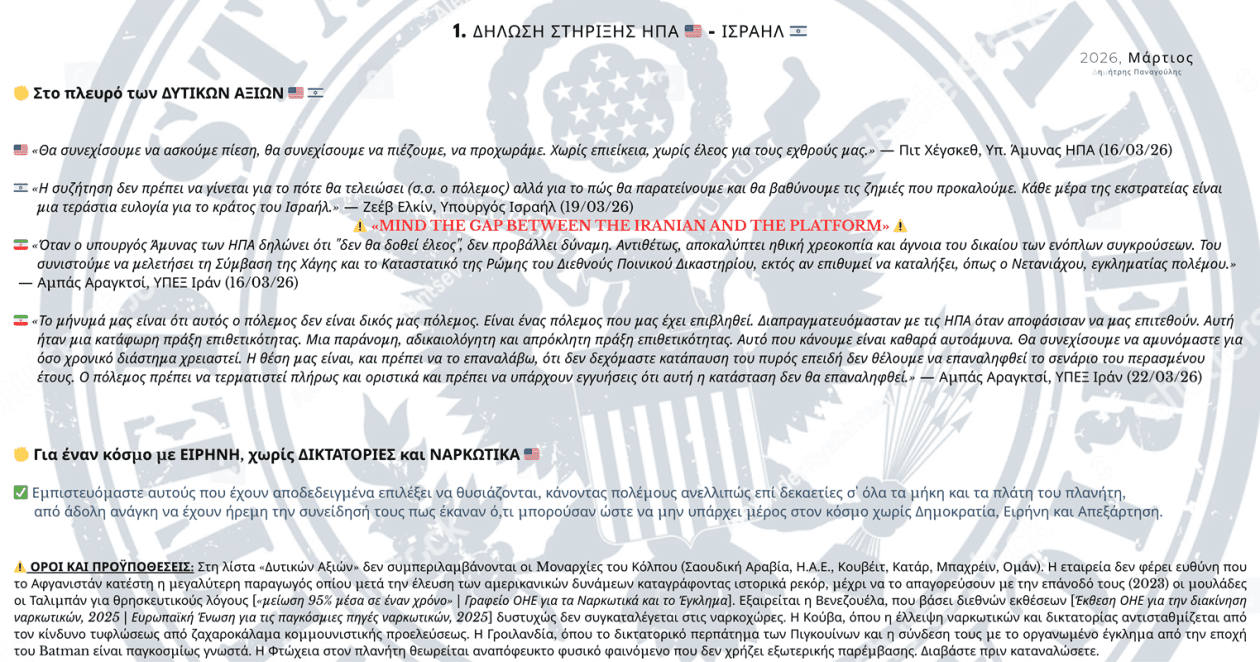 1. ΔΗΛΩΣΗ ΣΤΗΡΙΞΗΣ ΗΠΑ 🇺🇸 – ΙΣΡΑΗΛ 🇮🇱