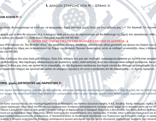 1. ΔΗΛΩΣΗ ΣΤΗΡΙΞΗΣ ΗΠΑ 🇺🇸 – ΙΣΡΑΗΛ 🇮🇱
