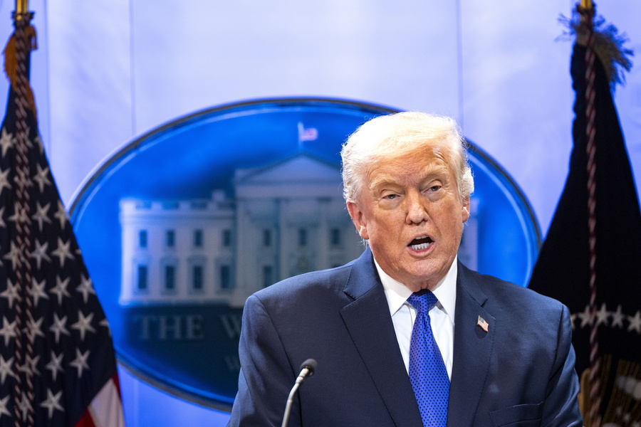 US President Trump holds a press conference after Supreme Court ruling on tariffs