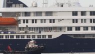 MV Hondius enters the port of Granadilla de Abona to anchor, disembark passengers