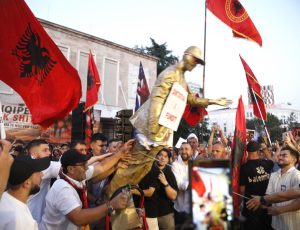 Demonstrators protest against resort project linked to Trumps son-in-law in Tirana